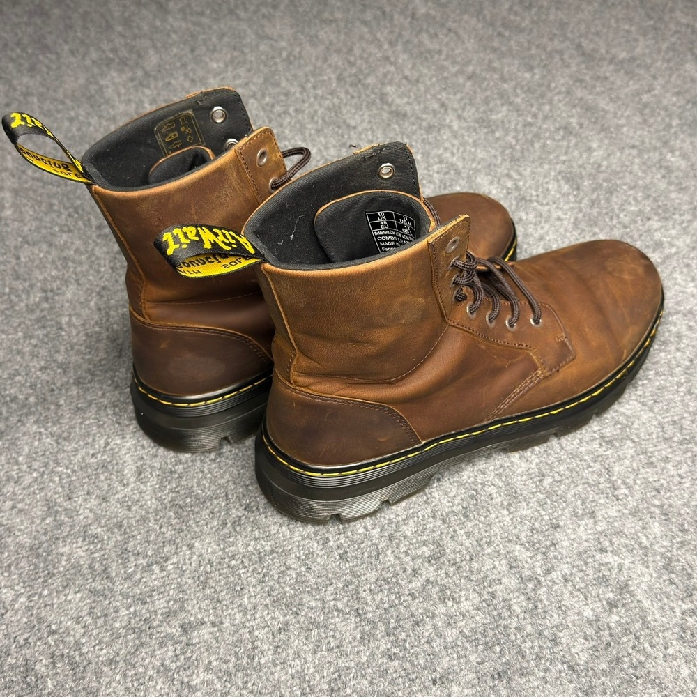 Dr. Martens Combs Leather 8-Eye Combat Boots Brown Crazy Horse Mens 11 Womens 12 - Picture 3 of 9